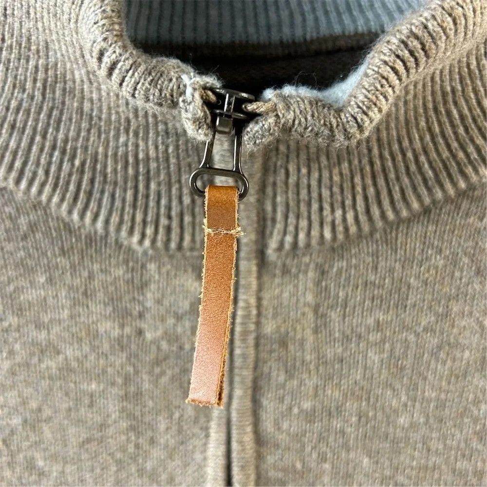 J.Crew Men's Brown Quarter Zip Pullover Sweater Size L Casual‎ Knit - Picture 5 of 9